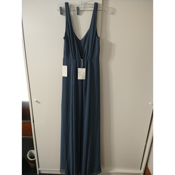 NEW Show Me Your Mumu Jenn Maxi Dress Small Steel Blue Chiffon Bridesmaid - Picture 1 of 8